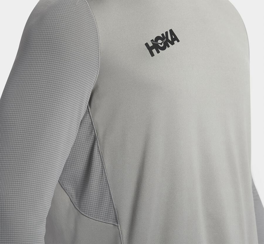 Hoka One One Top Erkek Gri - Performance Long Sleeve - MT3529706